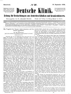 Deutsche Klinik Samstag 10. September 1870