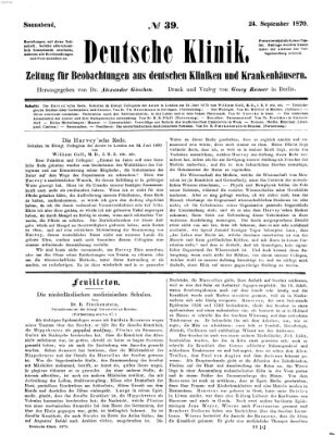 Deutsche Klinik Samstag 24. September 1870