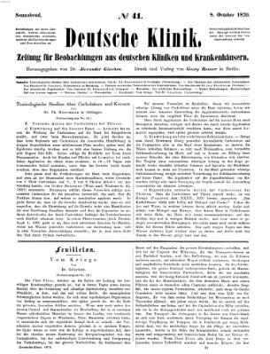 Deutsche Klinik Samstag 8. Oktober 1870