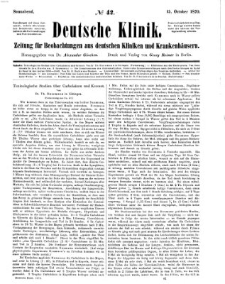 Deutsche Klinik Samstag 15. Oktober 1870