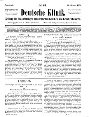 Deutsche Klinik Samstag 22. Oktober 1870