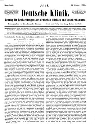 Deutsche Klinik Samstag 29. Oktober 1870