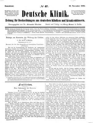 Deutsche Klinik Samstag 19. November 1870