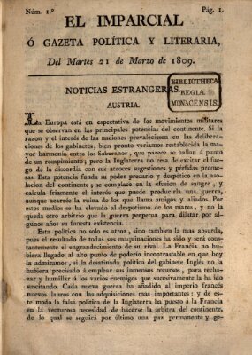 El Imparcial ó gazeta política y literaria Dienstag 21. März 1809