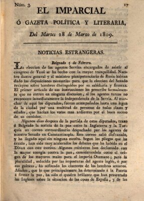 El Imparcial ó gazeta política y literaria Dienstag 28. März 1809