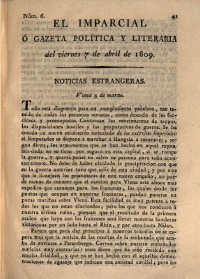 El Imparcial ó gazeta política y literaria Freitag 7. April 1809