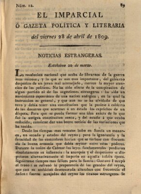 El Imparcial ó gazeta política y literaria Freitag 28. April 1809