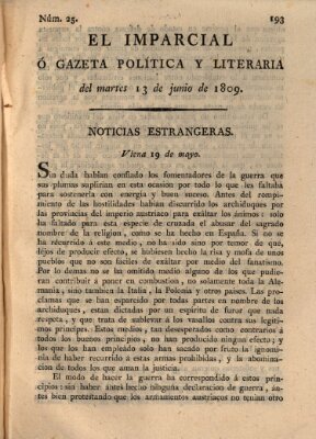 El Imparcial ó gazeta política y literaria Dienstag 13. Juni 1809