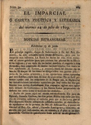 El Imparcial ó gazeta política y literaria Freitag 14. Juli 1809