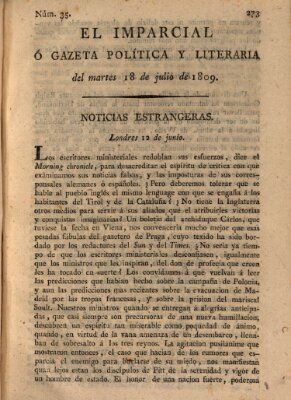 El Imparcial ó gazeta política y literaria Dienstag 18. Juli 1809