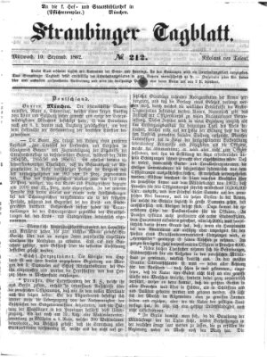 Straubinger Tagblatt Mittwoch 10. September 1862