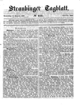 Straubinger Tagblatt Donnerstag 11. September 1862