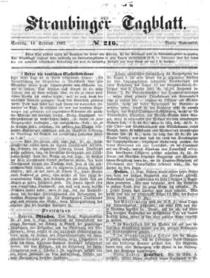 Straubinger Tagblatt Sonntag 14. September 1862