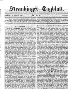 Straubinger Tagblatt Dienstag 16. September 1862