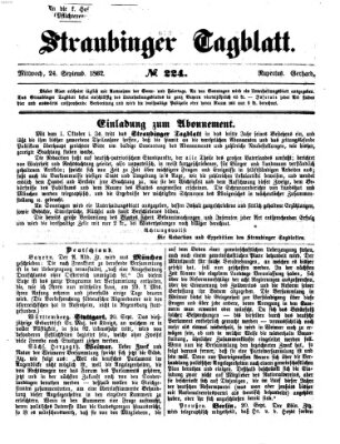 Straubinger Tagblatt Mittwoch 24. September 1862