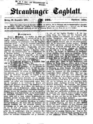 Straubinger Tagblatt Freitag 26. September 1862