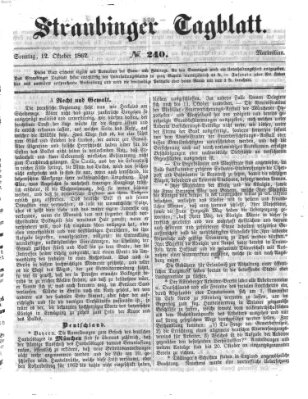 Straubinger Tagblatt Sonntag 12. Oktober 1862