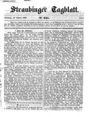 Straubinger Tagblatt Samstag 18. Oktober 1862