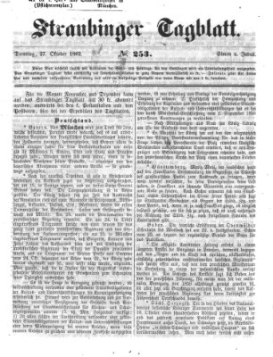 Straubinger Tagblatt Montag 27. Oktober 1862