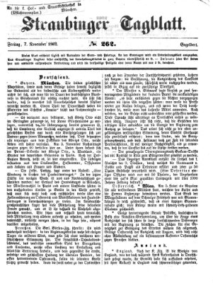 Straubinger Tagblatt Freitag 7. November 1862