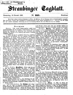 Straubinger Tagblatt Donnerstag 13. November 1862