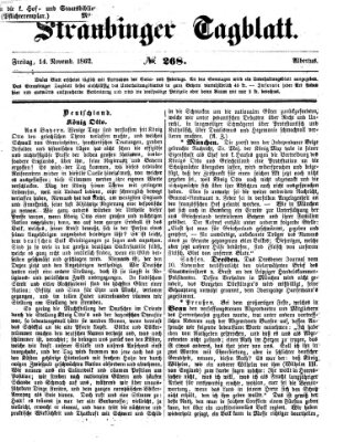 Straubinger Tagblatt Freitag 14. November 1862