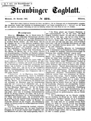 Straubinger Tagblatt Mittwoch 19. November 1862