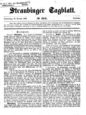 Straubinger Tagblatt Donnerstag 20. November 1862