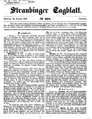 Straubinger Tagblatt Mittwoch 26. November 1862