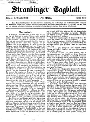 Straubinger Tagblatt Mittwoch 3. Dezember 1862