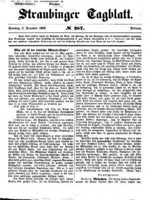 Straubinger Tagblatt Samstag 6. Dezember 1862