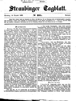 Straubinger Tagblatt Dienstag 16. Dezember 1862