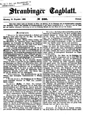 Straubinger Tagblatt Sonntag 21. Dezember 1862