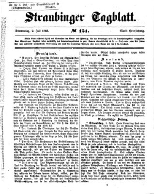 Straubinger Tagblatt Donnerstag 2. Juli 1863