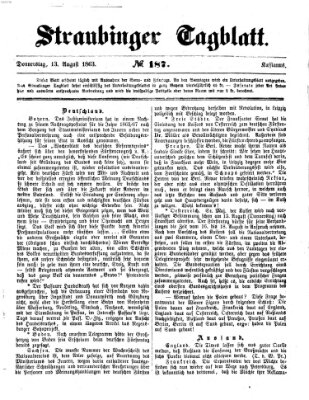 Straubinger Tagblatt Donnerstag 13. August 1863