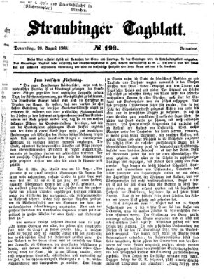 Straubinger Tagblatt Donnerstag 20. August 1863