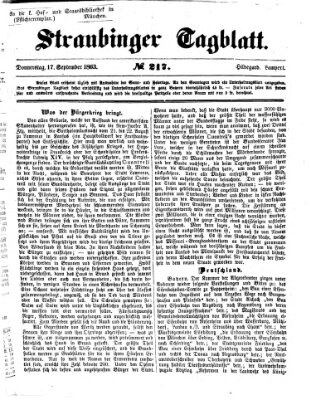 Straubinger Tagblatt Donnerstag 17. September 1863