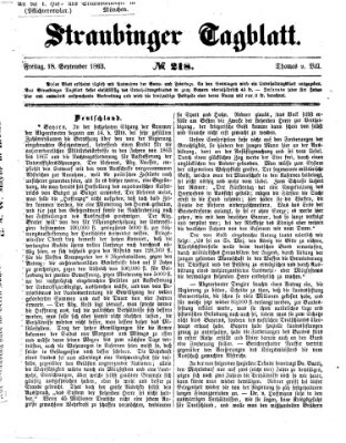 Straubinger Tagblatt Freitag 18. September 1863