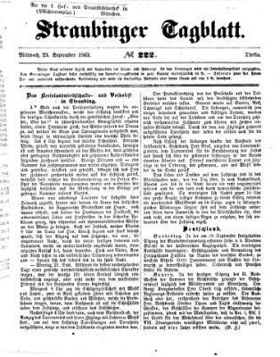 Straubinger Tagblatt Mittwoch 23. September 1863