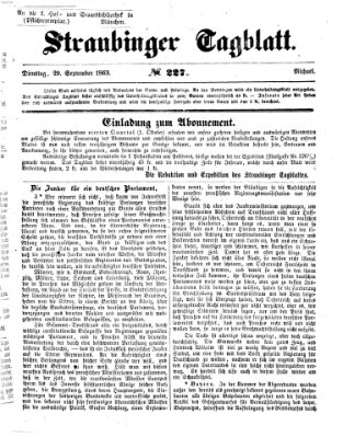 Straubinger Tagblatt Dienstag 29. September 1863