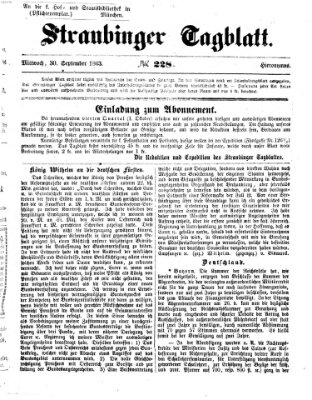 Straubinger Tagblatt Mittwoch 30. September 1863