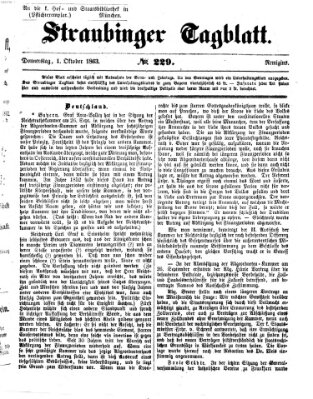 Straubinger Tagblatt Donnerstag 1. Oktober 1863