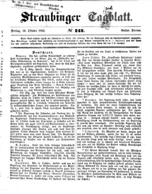 Straubinger Tagblatt Freitag 16. Oktober 1863