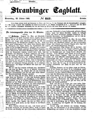 Straubinger Tagblatt Donnerstag 22. Oktober 1863