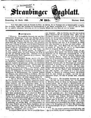 Straubinger Tagblatt Donnerstag 12. November 1863