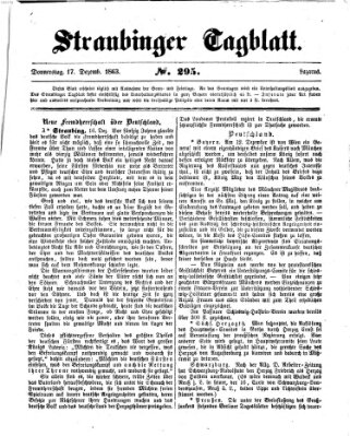 Straubinger Tagblatt Donnerstag 17. Dezember 1863