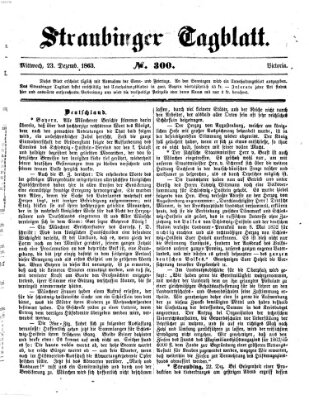 Straubinger Tagblatt Mittwoch 23. Dezember 1863