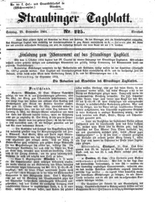 Straubinger Tagblatt Sonntag 25. September 1864