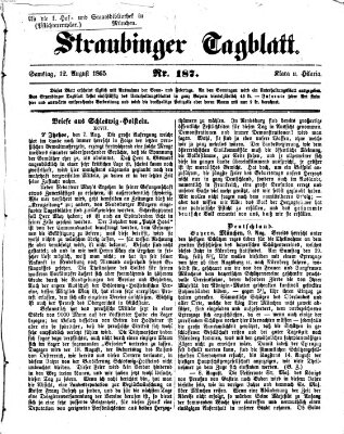 Straubinger Tagblatt Samstag 12. August 1865