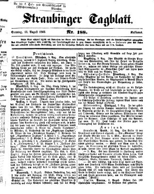 Straubinger Tagblatt Sonntag 13. August 1865